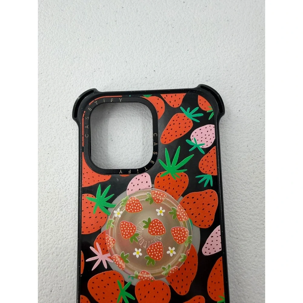 Casetify iPhone Case Bodil Jane Strawberry MagSafe Phone Grip 14 Pro Max